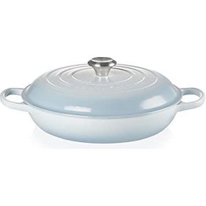 Le Creuset Signature kookpan van geëmailleerd gietijzer, rond, Ø 30 cm, 3,2 l, 5,555 kg, mediterraan blauw, 21180304202430