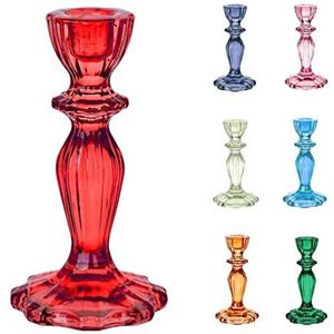 Rode glazen kandelaar, decoratieve kaarsenhouder voor binnen of buiten, elegante decoratie voor diner, verjaardag, tuin, bruiloft, woondecoratie
