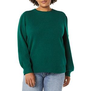 Amazon Essentials Dames zachte trui met geplooide schouders en ronde hals, donkergroen, XXL