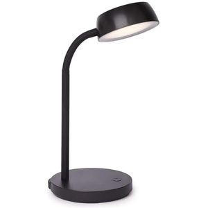 MAUL MAULabby Led-bureaulamp, kleine bureaulamp met voet, moderne tafellamp voor kantoor, flexibele ledlamp met kleurtemperatuur van 3000 K, zwart