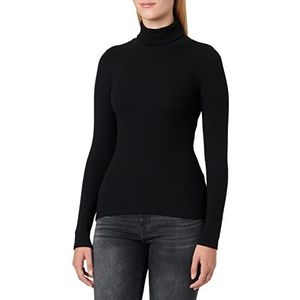 JACK & JONES Jxfan Ls Rib Tee Noos shirt met lange mouwen voor dames, zwart, S, zwart.