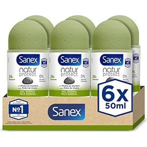 Sanex Natur Protect, Deodorant voor dames of heren, roll-on, 6 stuks x 50 ml