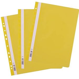 D.RECT 25 stuks A4 snelhechters met kunststof perforatie met transparant voordeksel - plastic map van PP-folie - geperforeerd - geel
