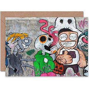 Wee Blue Coo Blanco verjaardagskaart met graffiti-figuren voor Halloween