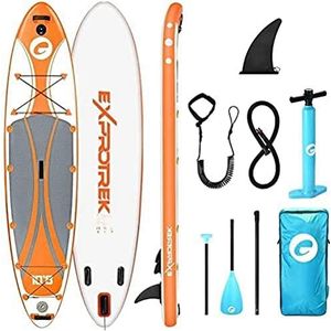 Exprotrek Stand Up Paddling Board, opblaasbaar SUP-board, stand-up paddleboard, 6 inch dik voor alle moeilijkheidsgraden, maximaal 200 kg