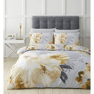 Catherine Lansfield Beddengoedset voor kingsize bed, bloemenpatroon, okerkleur