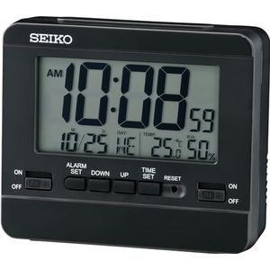 Seiko QHL086K LCD-wekker, kunststof, zwart