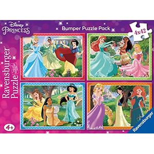 Ravensburger 051700 Disney prinsessen, 4 puzzels met 42 delen voor kinderen, aanbevolen leeftijd 4+