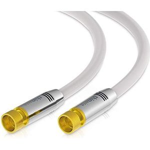 conecto thinwire Premium HDTV SAT-aansluitkabel (coaxiale kabel, F-stekker naar F-connector) metaal verguld, wit 3 m