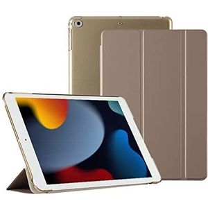 HUEZOE Cover compatibel met iPad 9,7 inch 2018/2017 model, 6/5 generatie, trifold-houder, ultradun, hardshell hoes, auto-slaap, goud