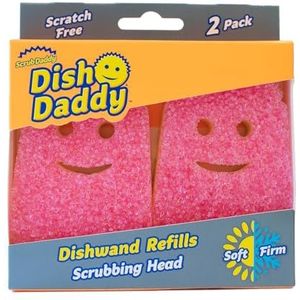 Scrub Daddy Lot de 2 têtes de rechange pour brosse à vaisselle, brosses à vaisselle distributrices de savon, éponges à vaisselle changeant de texture, recharges amovibles pour tête de papa, rose