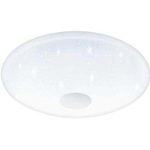 EGLO Voltago 2 Led-plafondlamp, 1 vlammige plafondlamp met kristallen effect, afstandsbediening, lichtkleur (warm wit - koud wit), dimbaar, woonkamerlamp van metaal en kunststof in wit, Ø 58 cm