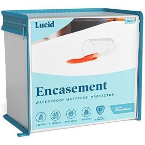 LUCID Matrasbeschermer – omsluit de matras volledig voor waterdicht, hypoallergeen, bescherming tegen bedwantsen, California King Size