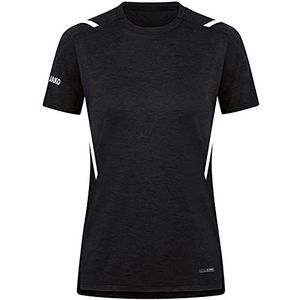 JAKO Challenge T-shirt voor dames, zwart gemêleerd/wit