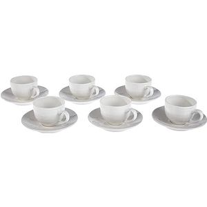 Tognana Victoria VC085010000 set van 6 koffiekopjes met schotel, porselein, wit, 14 x 14 x 6 cm