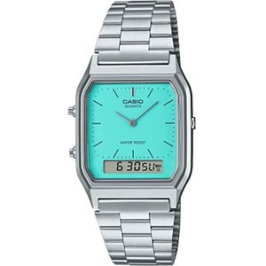 CASIO AQ-230A-2A2MQYES analoog kwartshorloge met roestvrijstalen band, zilver, armband, zilver., armband