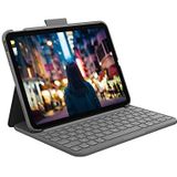 Logitech Slim Folio Toetsenbordhoes voor iPad (10e generatie) met geïntegreerd draadloos toetsenbord - Frans toetsenbord AZERTY-lay-out - grijs