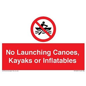 Bord ""No Launching Canoes, kajaks of opblaasbaar"" - 150 x 100 mm - A6L