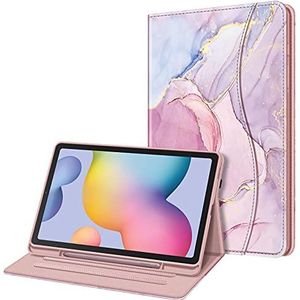Fintie Samsung Galaxy Tab S6 Lite 10.4 2024/2022/2020 hoes, achterkant van zacht TPU met S Pen-houder en documentsleuven, glanzend marmer