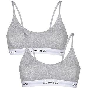 Lovable Women's Originals Crop Tops avec soutien-gorge logo (lot de 2), gris, S