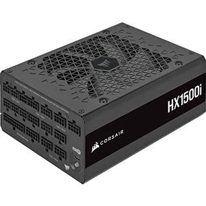 Corsair HX1500i digitale ATX-voeding, volledig modulair, zeer stil (drie EPS12V-aansluitingen, hydrodynamische lagers, efficiëntie 80 Plus Platinum), zwart