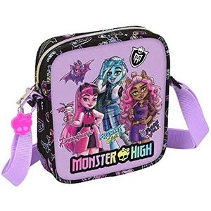 Safta MONSTER HIGH schoudertas voor kinderen van 5 tot 14 jaar, comfortabel en veelzijdig, kwaliteit en weerstand, 16 x 4 x 18 cm, zwart, Estándar, casual, zwart., Casual