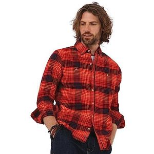 Joe Browns Herfst geruit overhemd met lange mouwen button-down kraag herenoverhemd (1 stuk), Zonsondergang