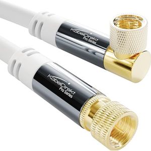 KabelDirekt SAT-kabel & satelliet coaxkabel, 90° gehoekt/recht – 3 m – Tv-kabel met F-aansluiting, afgeschermd, robuuste metalen connectoren (wit, ideaal voor HDTV, DVB-T, DVB-S2, Radio)