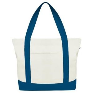 Ecoright Canvas Tote Bag voor Vrouwen met Ritssluiting & Binnenzak, 100% Organic Cotton Tote Bags voor Men, Winkelen, Strand, Natuurlijk Blauw, 1 Stuk, Utility, Natuurlijk blauw, Utility