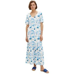 TOM TAILOR 1037235 maxi-jurk, met patroon, voor dames (1 stuk), 32135 - Blue Shapes Design