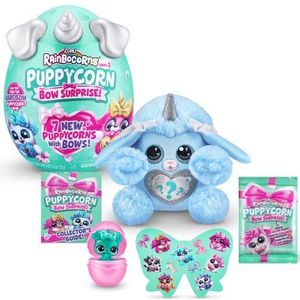 Rainbocorns Puppycorn Bow Surprise Serie 5, Poedel, pluche dier om te verzamelen, 5 lagen vol verrassingen, hart om uit te vouwen, zelfklevend, slijm, vanaf 3 jaar (poedel)