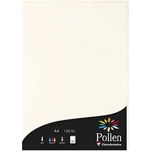 Clairefontaine 56.000C – 50 vellen – A4-formaat (21 x 29,7 cm) – 120 g/m² – kleur natuurlijk wit – uitnodigingspapier voor evenementen & Match – serie pollen – premium papier