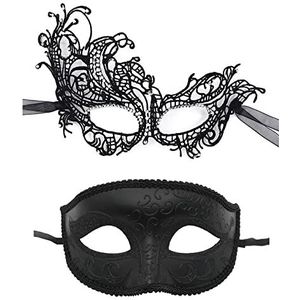 JewelryWe Sieraden 2/4/6/10 stuks Venetiaans kanten gezichtsmasker, gemaskerd bal, Halloween, carnaval, party, cosplay, Kunststof