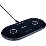 Grundig Qi laadstation, draadloze oplader voor 2 apparaten, 2 x 10 W, incl. USB-oplaadkabel, geschikt voor Apple- en Android-apparaten, zwart