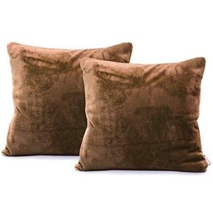 DecoKing 2 x microvezel kussenslopen met ritssluiting, 45 x 45 cm, chocoladebruin