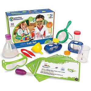Learning Resources LSP2784-UK Basiswetenschapsset voor kinderen, hands-to-lab-set, gemakkelijk te volgen activiteiten, beker, vergrootglas, trechter, pipet, 22 stuks, meerkleurig