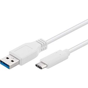 PremiumCord USB-C aan USB 3.0 Verbindingskabel 0.5m, tot 5Gbps, USB 3.0/3.1 SuperSpeed USB 3.1 Type C Male aan A-Gegevenskabel, 3 Afschermingen, Kleur Wit, Lengte 0.5 m