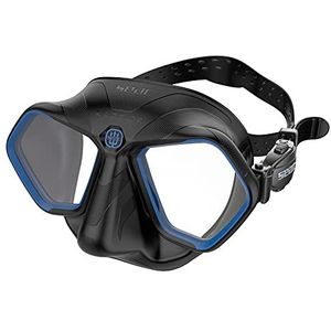 SEAC , Raptor Masker met laag volume voor apneu en visserij onder water, hoogwaardige siliconen, uniseks, volwassenen, zwart/blauw, standaard