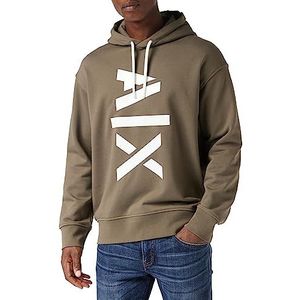 Armani Exchange Heren Hoodie Maxi Contrast Logo Cuffed Hooded Bruin L, Bruin