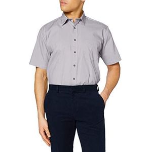 Premier Workwear Heren hemd formele korte mouwen Popeline overhemd zilvergrijs XS, Zilvergrijs