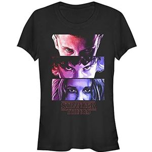 Stranger Things Eleven Eyes T-shirt met korte mouwen voor dames, zwart, XL, zwart.