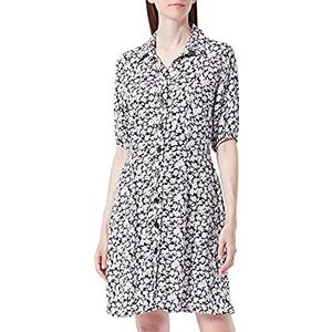 Mavi Jurk met korte mouwen, zwarte sketch bloemenprint, L, Black Sketch Flower Print