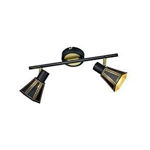 Trio Leuchten Houston 800300232 plafondlamp, metaal, zwart/binnenkant goud, 2 x E14