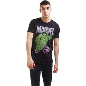 Marvel Hulk Uppercut T-shirt voor heren, zwart.