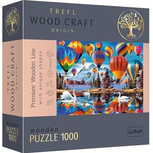 Trefl Kleurrijke ballonnen puzzel - 1000 stukjes, houthandwerk, onregelmatige vormen, 100 figuren van Amerikaanse monumenten en symbolen, hoogwaardige moderne puzzel, doe-het-zelf