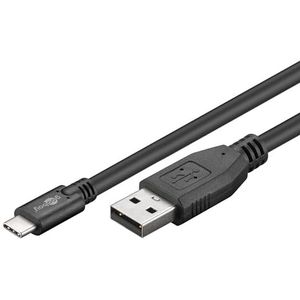 Goobay USB 2.0 USB-C naar USB A-kabel, zwart, 0,5 m - geschikt voor apparaten met USB-C-aansluiting (55467)