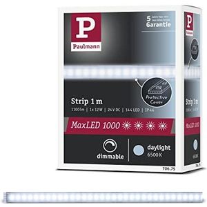 Paulmann 70675 Function MaxLED 1000 LED-strips, 1 m, 6500 K, daglicht, 11,5 W, 24 V, zilverkleurig, kunststof
