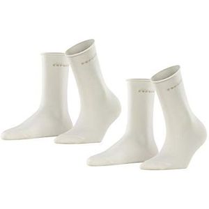 ESPRIT Basic Pure 2 stuks ademende biologische sokken katoen zachte randen zonder druk op het been geschikt voor diabetici multipack 2 paar, Wit (Off-White 2040)