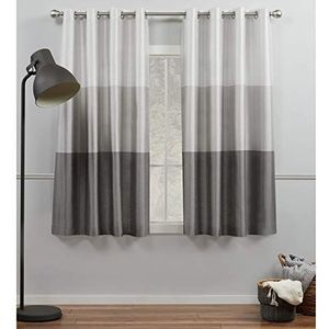 Exclusive Home Curtains Chateau gordijnen, gestreept, kunstzijde, met oogjes, 137 x 160 cm, zwart