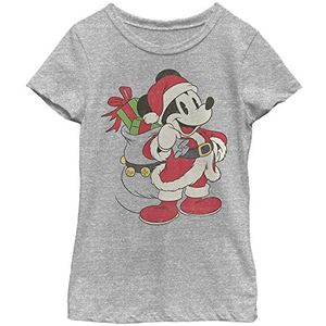 Disney Mickey Mouse Christmas Santa Claus Portrait Girls T-shirt, grijs gemêleerd, Athletic XS, atletisch grijs gemêleerd